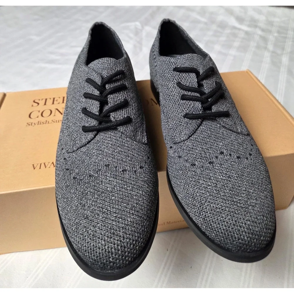 Vivaia Womens Gray Knit‎ Oxford Dress Shoes Lace Up Wingtip Casual Size 6 EU 36